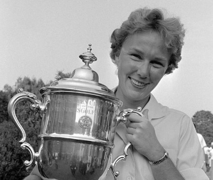 Image: Mickey Wright winning a trophy. Mickey Wright Bio, Wiki, Age, Height, Marriage, Husband & Net Worth 